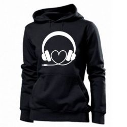 Женское худи Headphones and heart