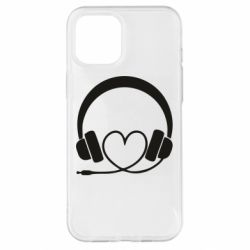 Чехол для iPhone 12 Pro Max Headphones and heart - PrintSalon