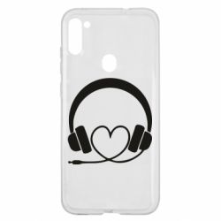 Чехол для Samsung A11/M11 Headphones and heart - PrintSalon