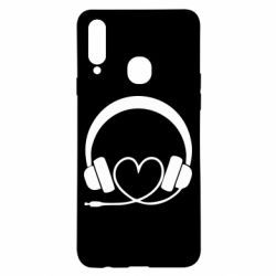 Чехол для Samsung A20s Headphones and heart - PrintSalon