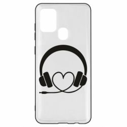 Чехол для Samsung A21s Headphones and heart - PrintSalon