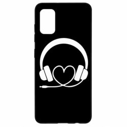Чехол для Samsung A41 Headphones and heart - PrintSalon