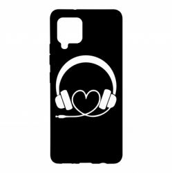 Чехол для Samsung A42 5G Headphones and heart - PrintSalon