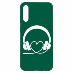 Чехол для Samsung A50 Headphones and heart - PrintSalon