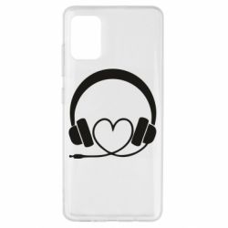 Чехол для Samsung A51 Headphones and heart - PrintSalon