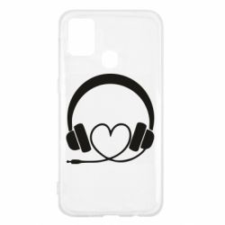 Чехол для Samsung M31 Headphones and heart - PrintSalon