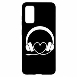 Чехол для Samsung S20 Headphones and heart - PrintSalon