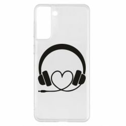 Чехол для Samsung S21+ Headphones and heart - PrintSalon