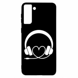 Чехол для Samsung S21 Ultra Headphones and heart - PrintSalon
