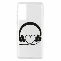 Чехол для Huawei P Smart 2021 Headphones and heart - PrintSalon