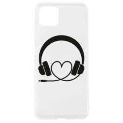 Чехол для Oppo A92s Headphones and heart - PrintSalon