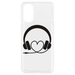 Чехол для Oppo Reno 4 Headphones and heart - PrintSalon