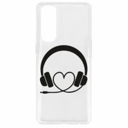 Чехол для Oppo Reno 4 Pro Headphones and heart - PrintSalon