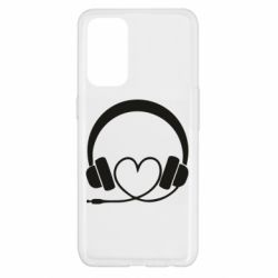 Чехол для Oppo Reno 5 4G Headphones and heart - PrintSalon
