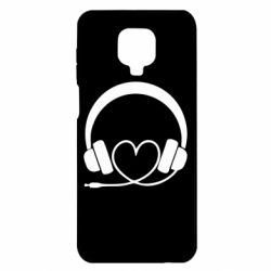 Чехол для Xiaomi Redmi Note 9S/9Pro/9Pro Max Headphones and heart - PrintSalon