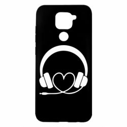 Чехол для Xiaomi Redmi Note 9/Redmi 10X Headphones and heart - PrintSalon