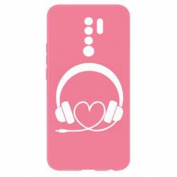 Чехол для Xiaomi Redmi 9 Headphones and heart - PrintSalon