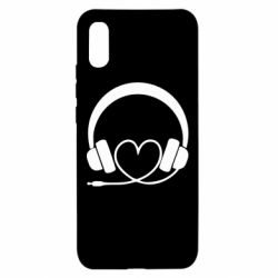 Чехол для Xiaomi Redmi 9a Headphones and heart - PrintSalon