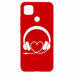 Чехол для Xiaomi Redmi 9c Headphones and heart - PrintSalon