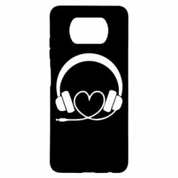 Чехол для Xiaomi Poco X3 Headphones and heart - PrintSalon