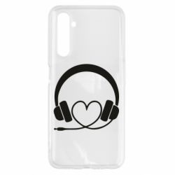 Чехол для Realme 6 Headphones and heart - PrintSalon