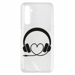 Чехол для Realme 6 Pro Headphones and heart - PrintSalon