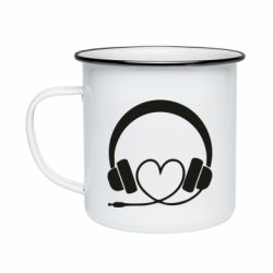 Кружка эмалированная Headphones and heart - PrintSalon