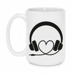 Чашка 420ml Headphones and heart - PrintSalon