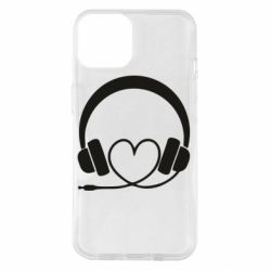 Чехол для iPhone 14 Headphones and heart - PrintSalon