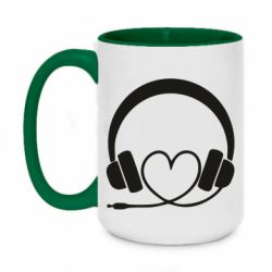 Чашка двухцветная 420ml Headphones and heart - PrintSalon