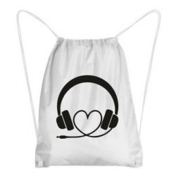 Рюкзак-мешок Headphones and heart - PrintSalon