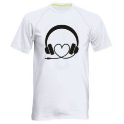 Мужская футболка для спорта Headphones and heart - PrintSalon