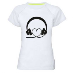 Женская футболка для спорта Headphones and heart - PrintSalon