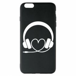 Чехол для iPhone 6 Plus/6S Plus Headphones and heart - PrintSalon