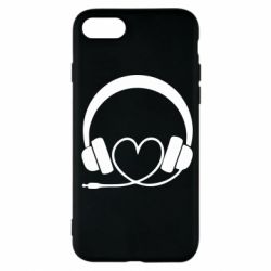 Чехол для iPhone 7 Headphones and heart - PrintSalon