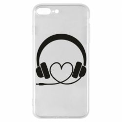 Чехол для iPhone 7 Plus Headphones and heart - PrintSalon