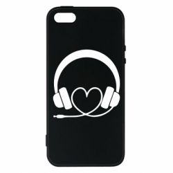 Чехол для iPhone5/5S/SE Headphones and heart - PrintSalon