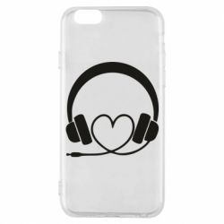 Чехол для iPhone 6/6S Headphones and heart - PrintSalon