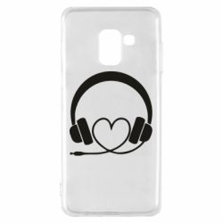 Чехол для Samsung A8 2018 Headphones and heart - PrintSalon