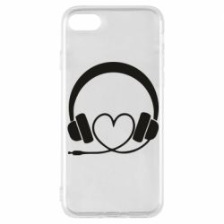 Чехол для iPhone 8 Headphones and heart - PrintSalon