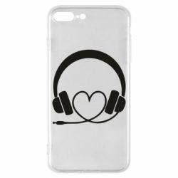 Чехол для iPhone 8 Plus Headphones and heart - PrintSalon