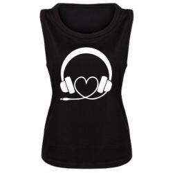 Женская майка Headphones and heart - PrintSalon