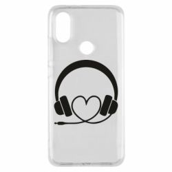 Чехол для Xiaomi Mi A2 Headphones and heart - PrintSalon