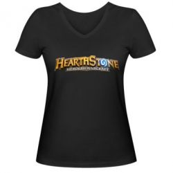 Женская футболка с V-образным вырезом Hearthstone logotip - PrintSalon