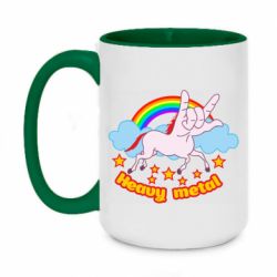 Чашка двухцветная 420ml Heavy metal unicorn - PrintSalon