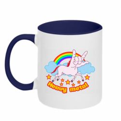 Чашка двухцветная 320ml Heavy metal unicorn - PrintSalon