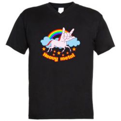 Мужская футболка  с V-образным вырезом Heavy metal unicorn - PrintSalon