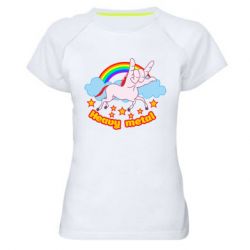 Женская футболка для спорта Heavy metal unicorn - PrintSalon