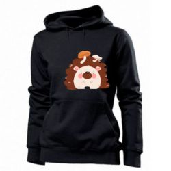 Женское худи Hedgehog with mushrooms - PrintSalon