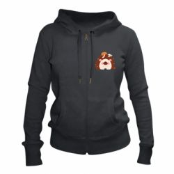 Женское худи на молнии Hedgehog with mushrooms - PrintSalon